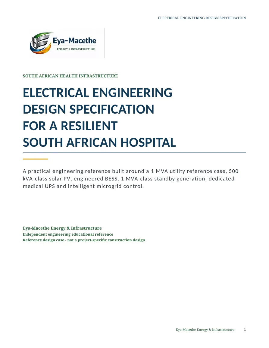 Hospital Electrical Engineering Design Specification preview page 1 of 50